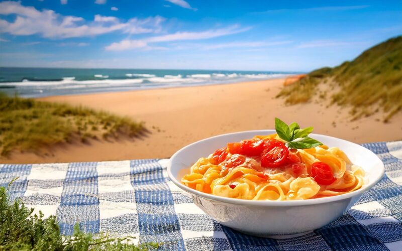 Pasta met courgette en zalm romig en gezond